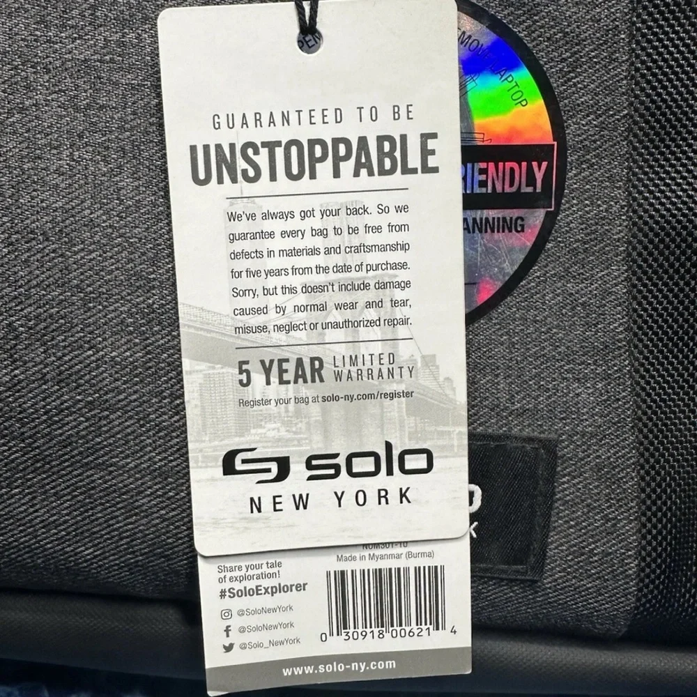 Solo New York Laptop Briefcase Grey & Black